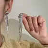 Pendientes de Borla Líquida Metálica con Forma de Corazón para Mujer, Únicos, Nuevo Estilo 2023, Estilo Extranjero, Pendientes Elegantes de Lujo Ligero