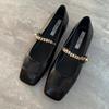 Zapatos Planos Marrones de una Sola Correa para Mujer, Nuevo Modelo 2026, Estilo Francés Inspirado en Chanel, Zapatos Mary Jane de Punta Cuadrada