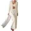 Amazon 2026 Novo Conjunto de Pijama Quente em Malha Escovada para Mulheres Outono Inverno Europeu Americano Confortável Roupa de Casa Pode Ser Usada Fora