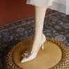 Otoño 2026 Nuevo Estilo Francés Elegantes Zapatos de Tacón Alto Stiletto de Punta Fina Corte Bajo para Mujer Hebilla Cuadrada Pedrería Uso Bidireccional Cómodos Zapatos Planos