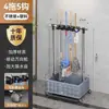 Carrito de Mopa Móvil de Pie Estante de Almacenamiento de Acero Inoxidable Estante para Escobas Soporte de Mopa Comercial Herramienta de Limpieza y Saneamiento para Aula Almacenamiento