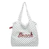 Bolsa de Hombro de Verano Nuevo Estilo Japonés con Estampado de Lunares y Letras, Gran Capacidad, Fresca y Linda Bolsa de Mano