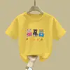 2033# ropa para niños y niñas camiseta de manga corta ropa para niños nuevo top de verano 100% algodón tres osos playera básica