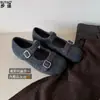 Nuevos Zapatos Mary Jane de Lana Grises para Mujer Otoño 2026 que Aumentan la Altura con Suela Suave, Cómodos y No Cansan para el Uso Diario