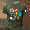 2024 comercio exterior transfronterizo verano nuevo gallo europeo y americano impresión digital 3D manga corta cuello redondo camiseta top para hombre