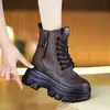 Botas Martin de suela gruesa para mujer 2026 Otoño/Invierno nuevo estilo con felpa cálidas antideslizantes botines versátiles para personas bajas que aumentan la altura botas de una sola pieza