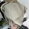 Suéter de Punto sin Mangas de Cuello Medio para Mujer, Nuevo Estilo Primavera Temprana 2026, Top de Manga Corta Ajustado con Mangas Volantes