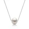 Collar de Plata de Ley S925 con Perla Natural de Agua Dulce para Mujer, Diseño Geométrico Hueco, Cadena para Clavícula Moderna y Versátil