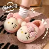 Pantuflas de algodón para mujer nuevas 2026 invierno interior hogar antideslizantes con felpa cálidas tacón de gato zapatos de algodón para mujer para usar al aire libre