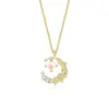 Collar de Luna Yuanfan de Plata de Ley S925 con Piedra Lunar Iridiscente y Diamantes, Cadena Versátil para Clavícula de Mujer de Lujo Ligero Nicho Venta al por Mayor