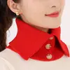 Moda Nueva Cuello Alto Botón Tejido Snood Calentador de Cuello Dickey Tejido Suéter