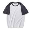 Atacado Transfronteiriço 230g Raglan Combinação de Cores Splicing Ombro Caído Manga Curta Camiseta para Mulheres e Homens Solta Tamanho Grande Verão Novo