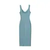 26 Vestido Sexy Ajustado de Tirantes Finos con Abertura, Vestido de Verano de Algodón Acanalado, Vestido Largo Estilo Francés con Escote en V Pequeño para Mujer