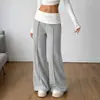 Bai Fen Zhi YiTikTok 2026 Novo Estilo Casual Preguiçoso Calças de Perna Larga com Punho Color-Block Comprimento Total