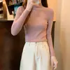 Camiseta básica de punto de cuello medio alto para mujer, nuevo estilo otoño e invierno 2026, combinada con una camiseta blanca, top de suéter pequeño estilo Chanel
