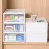 Caja de almacenamiento de medicamentos transparente tipo cajón para uso doméstico, organizador de escritorio para artículos varios, joyas y juguetes, apilable y personalizable
