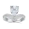 Anillo de Compromiso de Plata S925 con Diseño de Cruz de Estilo Nuevo Europeo y Americano, Set de Anillos de Boda Transfronterizos, Anillo de Compromiso de Diamante Redondo de Alto Carbono de Lujo Ligero