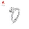 Prata Esterlina S925 Luxo Leve Personalidade de Nicho Cheio de Diamantes Rosa Nebulosa Anel de Casamento Elegante Joia Simples e Generosa