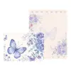Conjunto de Papel de Carta e Envelope Borboleta Roxa Rosa, Papel de Carta Estilo Ins para Presente, Carta Desenho Animado Espessada para Escrever à Mão, Decoração de Mensagem
