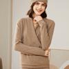 Suéter de cachemira para mujer, 100% cachemira de montaña pura, suéter de cuello en V cruzado para mujer, suéter suelto de punto para otoño e invierno.