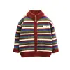 Cardigã listrado com zíper para meninos, primavera e outono, estilo coreano, suéter casual estiloso e versátil para crianças, roupas de bebê da moda