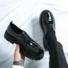 Transfronterizo Tallas Grandes Nueva Moda Masculina Superficie de Cuero Suela Gruesa Zapatos de Cuero Estilo Británico Modernos de Caña Baja con Cordones Zapatos de Cuero Negros