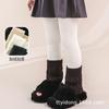 Leggings para Niñas Estilo Coreano Daifa para Otoño e Invierno Forrados de Felpa Costuras Engrosadas Calcetines de Punto Ropa Exterior Leggings de Rayas Verticales