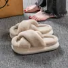 Novas Pantufas de Pelo Femininas Simples Versáteis de Inverno para Casa Indoor Quentes Confortáveis Tamanho Grande Pós-parto Pantufas de Algodão