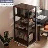 Estantería de Escritorio de Pie Estante de Almacenamiento de Piso Estante de Almacenamiento de Acero y Madera Multicapa Móvil con Ruedas Estante Librero Simple