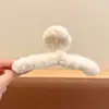 Presilha de cabelo de pelúcia de alta qualidade para outono e inverno para mulheres, versátil e fofa, presilha de tubarão para a parte de trás da cabeça, novo estilo coreano 2026, presilha de garra