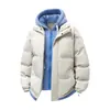 Chaqueta Casual de Algodón para Hombre Otoño e Invierno Falsa de Dos Piezas con Capucha Abrigo de Algodón para Pareja Resistente al Viento Frío Moderna Gruesa Holgada