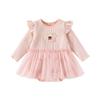 Vestido Macacão para Bebê, Macacão de Peça Única em Renda Elegante e Doce para Meninas, Conjunto Macacão para Bebê, Presente para os 100 Dias ou Primeiro Aniversário do Bebê