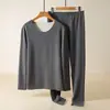 Ropa interior térmica sin costuras para hombre, engrosada, forrada de polar, a prueba de frío, de terciopelo, pijama talla grande, ropa de otoño, traje de pantalones largos, otoño e invierno