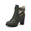 Chegada Nova 2023 Fivela de Cinto Cavaleiro Fivela para Botas Femininas Botas de Moda Salto Alto Grosso Botas de Cano Curto 32-50 Botas de Comércio Exterior