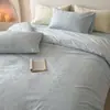 Conjunto de Quatro Peças Jacquard de Algodão Puro Estilo Creme Grau A Todo Algodão Amigo da Pele Macio Sensação de Dormir Nu Preguiçoso Lençol Capa de Edredom Conjunto de Três Peças 4