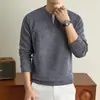 Sudadera de punto para hombre con cuello redondo y cremallera, estilo Old Money, diseño de dos piezas falso, moda casual, corte holgado, camiseta básica para hombre