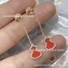 Pendientes de Calabaza Kirin Heweisha para Mujer Mismo Estilo que Liu Shishi Pendientes Rojos Chinos Perla Blanca Ágata Roja Pendientes Exquisitos