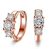Versión coreana de moda de comercio exterior de alta gama nuevos pendientes creativos chapados en oro rosa con diamantes pendientes populares para mujer de circonita en forma de U