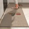 Tapete de Piso de Cozinha Tecido de Linho Estilo Japonês Wabi-Sabi Novo Tapete Antiderrapante Doméstico Tira Longa Absorvente de Água e Resistente à Sujeira Capacho