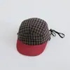Chapéu Infantil de Aba Reta Xadrez Listrado Tendência Estilo Japonês, Boné de Baseball Colorido da Moda para Bebê, Chapéu de Proteção Solar