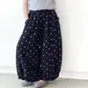 Pantalones Anchos de Lunares Estilo Coreano con Cintura Elástica, Pantalones Largos Sueltos Adelgazantes Casuales de Algodón y Lino, Pantalones de Lunares para Niñas, Tendencia Verano 2026