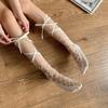Calcetines de tubo para mujer estilo lolita, de estilo japonés, suaves, de verano 2022, nuevos calcetines finos con tiras cruzadas huecas JK hasta la pantorrilla.