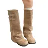 Botas de caña alta apiladas para mujer con hebilla de cinturón estilo retro, nuevas botas ajustadas para pierna de pantalón otoño e invierno 2026, botas largas versátiles