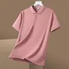 Camiseta de Manga Curta para Homens, Novo Estilo de Verão, Camiseta Sem Costura de Seda Gelada, Top Casual de Cor Pura de Secagem Rápida para Jovens e Adultos, Camisa Polo