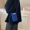 Bolsa Transversal Tecida Vazada Cor Sólida para Celular Crochê à Mão com Corda de Algodão Bolsa Feminina Moderna Versátil para Ombro para Mulheres