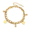 Pulsera Nueva para Mujer 2024 Que No Se Desvanece, Pulsera Apilable de Corazón de Amor de Verano, Pulsera de Doble Cadena de Acero de Titanio Moderna y Personalizada