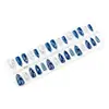 30 pzas estilo chica hot y2k azul blanco plata estrella almendra press-on nails metal 3D estrella pedrería puntas de arte de uñas en stock al por mayor