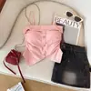 Top de tirante único bandeau plegado dulce y picante para mujer, Ropa exterior, con copas de sujetador incorporadas, Adelgazante, Espalda Bonita, Moldeador Corporal