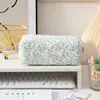 Estuche de Lápices Acolchado Floral Transfronterizo, Bolsa de Almacenamiento de Papelería de Gran Capacidad Estilo Coreano, Bolsa de Papelería Multifuncional Portátil Estilo Ins para Mujeres