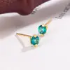 Nuevos Pendientes de Zirconia Cuadrados y Redondos Verdes, Mini Exquisitos, Compactos, de Alta Gama, Lujo Ligero, Joyería para Orejas Diaria de Mujer para el Trabajo